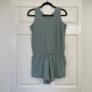 Albion Sage Green Sleeveless Romper with Drawstring Waist